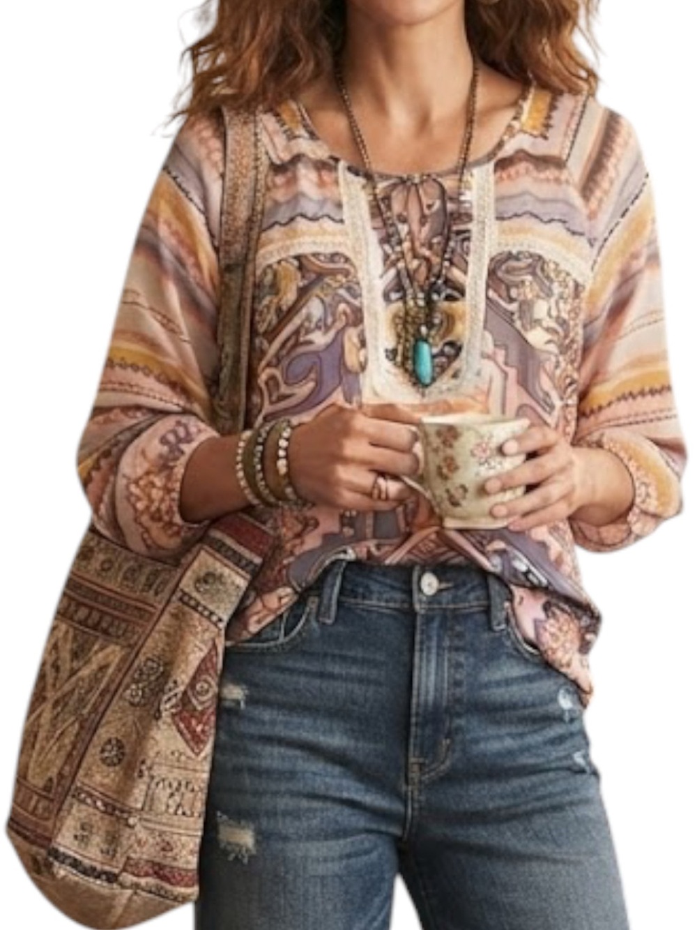 ANTHROPOLOGIE FIGUEROA & FLOWER Purple Floral Lace Tie Front Peasant Blouse M